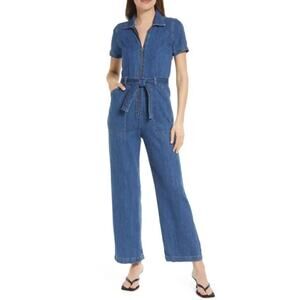 Reformation Cassidy Denim Jumpsuit Wide Leg Pantsuit Jeans Coveralls Small 6